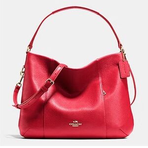 COACH EAST/WEST ISABELLE SHOULDER or CROSSBODY BAG IN Red PEBBLE LEATHER